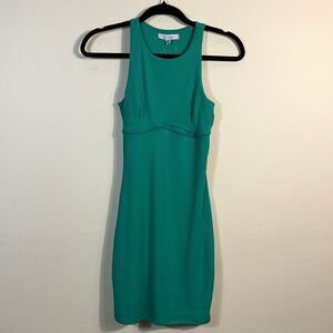 Gaze Stretch Green Ribbed Sleeveless Mini Lined Dress Women Size XS